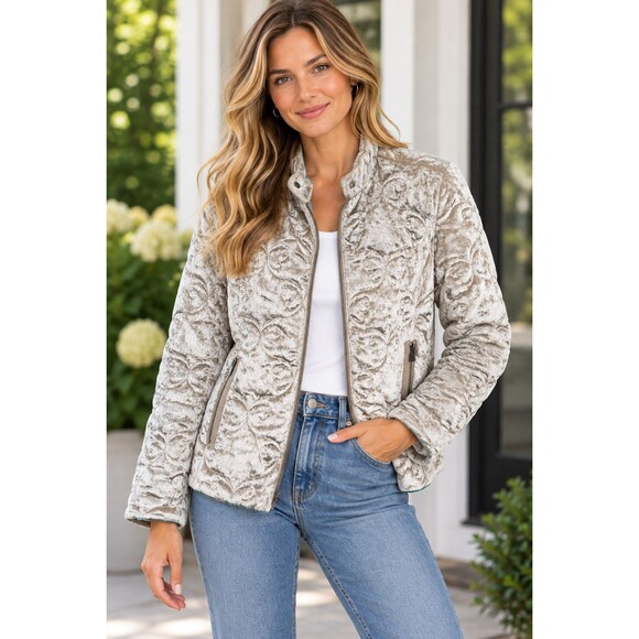 Diesel Jackets & Blazers - Women's Diesel Crushed Velvet Quilted Jacket Size Large Zip Front Pockets